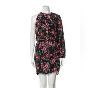 Misa Los Angeles One Shoulder Floral Black Dress Size Medium